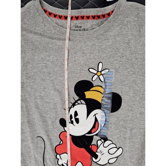 Disney Minnie Mouse Velvet Raglan Short Sleeve Grey T-Shirt Women's Size Large - Picture 7 of 7
